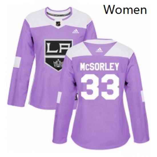 Womens Adidas Los Angeles Kings 33 Marty Mcsorley Authentic Purple Fights Cancer Practice NHL Jersey
